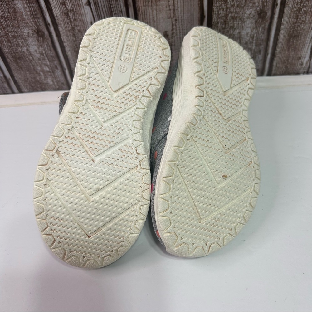 Carters kids girls canvas grey sneakers shoes multi colored polka dot size 12M - Picture 3 of 8